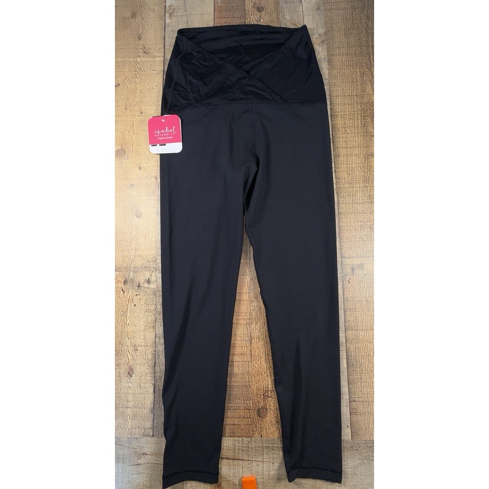 Isabel by Ingrid & Isabel Maternity Active Leggings Black Crossover Panel Size L - Picture 2 of 8